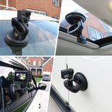 Strong Glass Suction Cup 5" Diameter Base ABS + Aluminum Dent Puller Windows Mounting Kits for NuCam WR, Gopro or DSLR Cameras w. 360° Camera Rotation Ball Head & Carabiner Rope Tightener