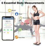 Nunet Bluetooth Smart Body Weight Scale Low Profile Tempered Glass Digital Bathroom BMI Tracking 400lb Capacity High Precision Wireless Health Monitor w. APP