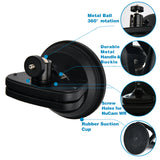 Strong Glass Suction Cup 5" Diameter Base ABS + Aluminum Dent Puller Windows Mounting Kits for NuCam WR, Gopro or DSLR Cameras w. 360° Camera Rotation Ball Head & Carabiner Rope Tightener