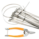 Metal Cable Zip Ties Self Locking 304 Stainless Steel Exhaust Wrap Tie w. A Diagonal Cutting Plier Home Tools, 0.2 by 18 in 20 Pcs/Set