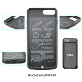 NUNET Nucharger Battery Case for i6P/6sP/7P/8P 7200 mAh Slim Wireless Charger Case Rechargeable Extended Charging Case Full Cover for iPhone Series, Black