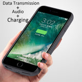 NUNET Nucharger Battery Case for i6P/6sP/7P/8P 7200 mAh Slim Wireless Charger Case Rechargeable Extended Charging Case Full Cover for iPhone Series, Black