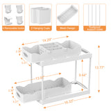 2 Pack Double Sliding Bathroom Cabinet Organizer, 2 Tier Under Sink Organizers And Storage