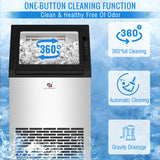 Commercial Ice Maker Machine - 100 lbs/Day Under-Counter Stainless Steel Ice Maker with 26 lbs Storage, Self-Cleaning & Timer, Automatic Inlet Water Line for Clear Ice Cube & Chilled Water(Heavy-Duty)