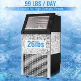 Commercial Ice Maker Machine - 100 lbs/Day Under-Counter Stainless Steel Ice Maker with 26 lbs Storage, Self-Cleaning & Timer, Automatic Inlet Water Line for Clear Ice Cube & Chilled Water(Heavy-Duty)