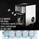 Portable Ice Maker Water Cooler Dispenser 3-in-1, Countertop Model with Built-in Ice Maker, Includes 10 Ft Water Inlet Hose, Produces 44 lbs of Ice Daily, 4lb Ice Storage (Ice Maker w. Water Line)