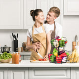 2 Tier Fruit Basket Banana Hanger- Fruit Bowl for Kitchen with Banana Hanger, Bread Snack Bowl for Kitchen Counter Bread Basket Fruit Holder