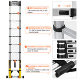 Telescoping Ladder 18ft/5.6m Aluminum Collapsible Ladder w. Wheels & Nonslip Block Compact Portable for Industrial Household Load Up to 330 lb