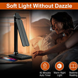 NUNET Double Head LED Desk Lamp, 10W Dimmable Piano Stand Light with Dual Swing Arms, USB Charging Ports, Battery Powered Cordless Table Lamp for Upright Piano, Music Stand, Camping, Home & Office