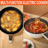 4L Smart Hot Pot 1000W Electric w. Steamer Non-Stick Coating Multi-Power & Timer Temperature Control Handle 12" Big Smart Skillet w. Tempered Glass Lid for Rice Soup Pasta Egg Frying