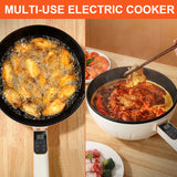 4L Smart Hot Pot 1000W Electric w. Stainless Steel Steamer Non-Stick Coating Multi-Power & Timer Control Handle 12" Big Smart Skillet w. Tempered Glass Lid for Rice Soup Pasta Egg Frying