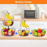 2 Tier Fruit Basket Banana Hanger- Fruit Bowl for Kitchen with Banana Hanger, Bread Snack Bowl for Kitchen Counter Bread Basket Fruit Holder