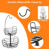 2 Tier Fruit Basket Banana Hanger- Fruit Bowl for Kitchen with Banana Hanger, Bread Snack Bowl for Kitchen Counter Bread Basket Fruit Holder