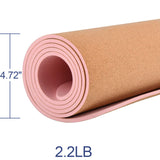 Numat Cork Yoga Mat 6mm (1/4 inch) Thick 72 x 24 in, Sweatproof NonSlip Eco-friendly, Lightweight TPE foam with Alignment Lines, Great for Hot Yoga, Pilates, Gym and Exercise, Black Carrying Bag w. Strap Included