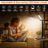 NUNET Double Head LED Desk Lamp, 10W Dimmable Piano Stand Light with Dual Swing Arms, USB Charging Ports, Battery Powered Cordless Table Lamp for Upright Piano, Music Stand, Camping, Home & Office