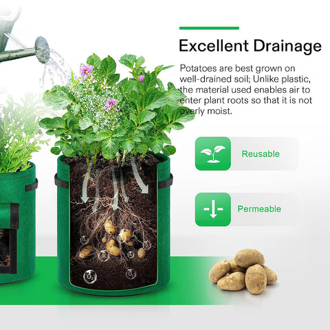 planting potatoes in fabric pots NUNET 7 Gallon Potato Grow Bags w. Double-Sided Straps, Gloves w. Claw – Nuvending.com