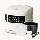 NUNET Electric Rice Cooker, Portable 10-1 Multi-Functional Smart Food Steamer Time Control 400W Mini Cooker 2.1QT 3 Cups Uncooked/5 Cups Cooked for Soup Grain Oatmeal w. Non-Stick Inner Pot (white)