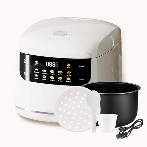 NUNET Electric Rice Cooker, Portable 10-1 Multi-Functional Smart Food Steamer Time Control 400W Mini Cooker 2.1QT 3 Cups Uncooked/5 Cups Cooked for Soup Grain Oatmeal w. Non-Stick Inner Pot (white)