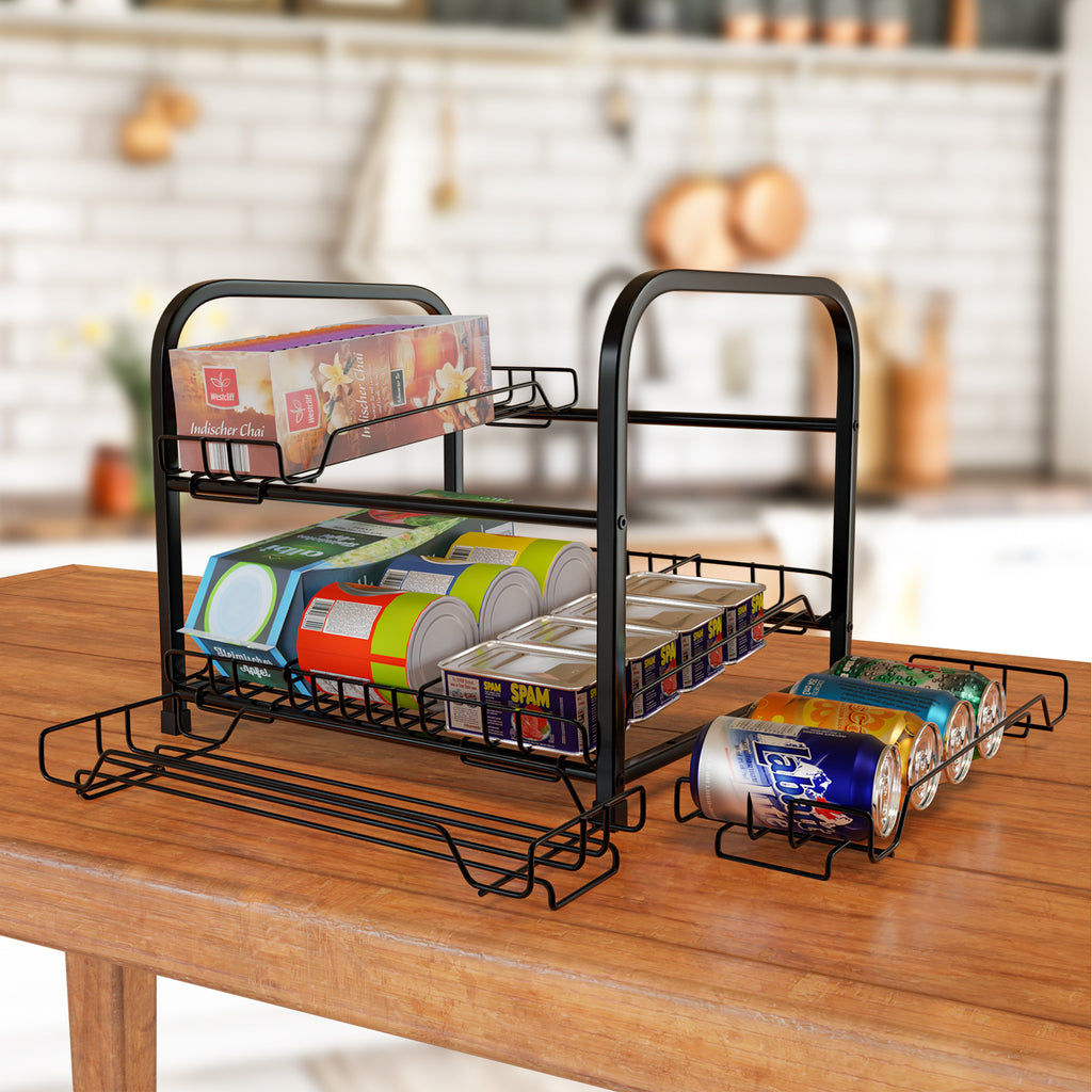 NUNET 4 Tier Stackable Can Rack Organizer/2 Pack 2tier Can Rack for fo ...