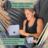 Hammock with Stand Included Heavy Duty Double Swing Chair Outdoor/Indoor w. Pillow & Cellphone/Tablet Holder Macrame Handmade Adjustable Portable Confortable Patio Yard Porch Chair 400lbs Capacity