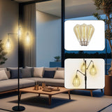 Trihead Tree Floor Lamp w. Stepless Dimming, Vintage Dimmable Standing Light for Living Room/Office, 3x Edison Bulbs Incl. - Nuvending.com