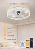 NUNET 20" Smart Ceiling Fan with Light, 6-Speed Quiet DC Motor, Stepless Dimming LED (3000K-6500K), APP/Remote/Wall Panel Control, Flush Mount for Bedroom, Living Room, Office (Energy Efficient)