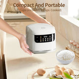 NUNET Electric Rice Cooker, Portable 10-1 Multi-Functional Smart Food Steamer Time Control 400W Mini Cooker 2.1QT 3 Cups Uncooked/5 Cups Cooked for Soup Grain Oatmeal w. Non-Stick Inner Pot (white)
