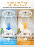 NUNET 20" Smart Ceiling Fan with Light, 6-Speed Quiet DC Motor, Stepless Dimming LED (3000K-6500K), APP/Remote/Wall Panel Control, Flush Mount for Bedroom, Living Room, Office (Energy Efficient)