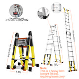 18FT/20FT Telescoping A Frame Ladder Portable Aluminum Extension Ladder Collapsiable to 38" w. Stabilizer/Wheels/Cargo Hold Adjustable Foldable Foot Step Ladders 330lbs Capacity fit in car Trunk