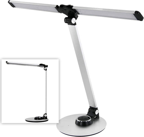 NUNET LED Desk Lamps for Home Office,Piano Lamp for Upright Piano,NULED Rotatable Aluminum Desk Lamp with USB Charging Port,Eye-Caring Reading Light/3 Lighting Modes/Brightness diammable Lamp,Silver