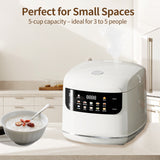 NUNET Electric Rice Cooker, Portable 10-1 Multi-Functional Smart Food Steamer Time Control 400W Mini Cooker 2.1QT 3 Cups Uncooked/5 Cups Cooked for Soup Grain Oatmeal w. Non-Stick Inner Pot (white)