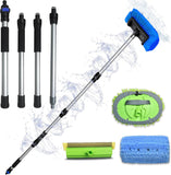 Ultimate RV/Truck Wash Brush Kit – 68" Adjustable Aluminum Pole with Flow-Thru Hose Attachment, Soft Bristles w. Replaceable Chenille Mop Squeegee, Reinforced Connectors – Safe for Car/Truck/RV/SUV - Nuvending.com