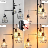 Trihead Tree Floor Lamp w. Stepless Dimming, Vintage Dimmable Standing Light for Living Room/Office, 3x Edison Bulbs Incl. - Nuvending.com