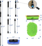 Ultimate RV/Truck Wash Brush Kit – 68" Adjustable Aluminum Pole with Flow-Thru Hose Attachment, Soft Bristles w. Replaceable Chenille Mop Squeegee, Reinforced Connectors – Safe for Car/Truck/RV/SUV - Nuvending.com