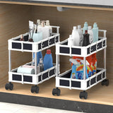 NUNET 3-Tier Storage Cart Multifunctional Kitchen Bathroom Storage Organizer Mobile Shelving Utility Rolling Cart w/Lockable Wheels Hooks & Handle for Bathroom/Laundry/Office/Living Room, Black/White