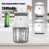 Portable Cordless Electric Rechargeable  Food Processor/Chopper 200W 2.5 Cup 20oz for Vegetable/Fruit Juice Blender or Meat Grinder, Detachable Glass Container w. Scraper for Dicing, Mincing and Puree Outdoor/Indoor (2.5 Cup/20 Oz)