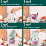 Portable Cordless Electric Baby Food Processor/Mini Food Chopper Rechargeable 0.3L/0.6L 2 Glass Containers Included for Dicing, Mincing&Pure Vegetable/Fruit/Meat w. 3 Baby Food Containers&Spoon