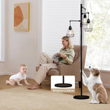 Trihead Tree Floor Lamp w. Stepless Dimming, Vintage Dimmable Standing Light for Living Room/Office, 3x Edison Bulbs Incl. - Nuvending.com