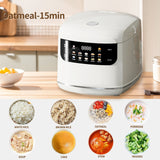 NUNET Electric Rice Cooker, Portable 10-1 Multi-Functional Smart Food Steamer Time Control 400W Mini Cooker 2.1QT 3 Cups Uncooked/5 Cups Cooked for Soup Grain Oatmeal w. Non-Stick Inner Pot (white)
