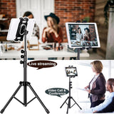 Tablet Tripod for iPad Pro Floor Stand Tripod Mount for Surface Pro Samsung Tab S9+ Holder Stand w. Remote 360° Rotating Adjustable 68" Tall for All 5.8-12.9" Phone/Tablet