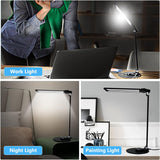 NUNET LED Desk Lamps for Home Office,Piano Lamp for Upright Piano,NULED Rotatable Aluminum Desk Lamp with USB Charging Port,Eye-Caring Reading Light/3 Lighting Modes/Brightness diammable Lamp,Silver