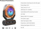 Personal Misting Fan Portable - Long Runtime Camping Fan with 360mL Water Tank, RGB Color Changing Lights, USB Charger Output & Hanging Hook | Indoor Outdoor Cooling for Patio, Tent, Garden, Bedroom