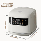 NUNET Electric Rice Cooker, Portable 10-1 Multi-Functional Smart Food Steamer Time Control 400W Mini Cooker 2.1QT 3 Cups Uncooked/5 Cups Cooked for Soup Grain Oatmeal w. Non-Stick Inner Pot (white)