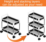 Under Cabinet Organizer with Locking Casters & Handle, 2 Tier Stackable Small Cart Under Sink Storage for Kitchen,Bathroom Countertop Organizer, Large Capacity Movable Cart with Wheels 2 Pack