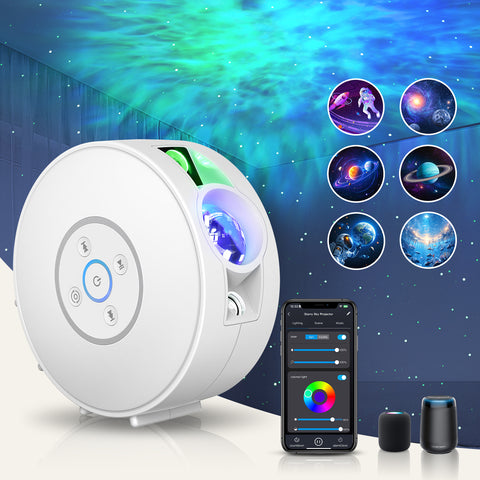 Smart Star Projector Galaxy Light, Bluetooth Speaker & APP/Voice Control, WiFi Night Light Compatible with Alexa & Google Home, for Bedroom, Kids, Adults, Parties, Gaming Room Decor (Films Included)