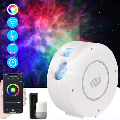 NUNET Galaxy Star Projector Sky LED Multi-Color Moving Nebula Cloud Night Light App & Voice Controlled Works w. Alexa & Google Home Quiet for Bedroom/ Theater / Game Room/ Camping