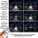 PIR Motion Detection Lights Detachable 1.5W Solar Panel 4 Heads Outdoor Security Lamp 3 Modes w. Remote NUNET 278 LEDs IP65 Waterproof 270° Wide Angle Flood Wall Lights for Garage Yard