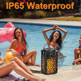 10W Outdoor Bluetooth Speakers LED Flame Speakers Tiki Torch Atmosphere Lantern Waterproof Wireless Portable Sound System 15H Playtime w. Wall Mounts Shepherd's Hooks for Patio/Yard 2023 Upgraded