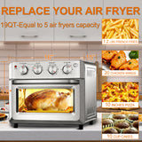 Air Fryer Toaster Oven, 19 QT Large Air Fryer Toaster Oven Combo, Stainless Steel Countertop Convection Air Fryer Oven for Fries, Pizza, Chicken, Cake, Cookies, 4 Accessories & 33 Original Recipes