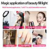NUNET 8" Selfie Ring Lamp Clamp with Cellphone/iPad/Webcam Mount & Microphone Holder Stand 4-in-1 Adjustable Brightness Light for Live Stream & Makeup
